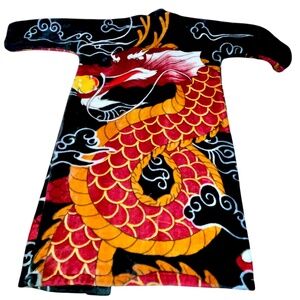 Vintage Men's Japanese Robe Dragons Smoking Robe Hollywood Thick Plush Heavy